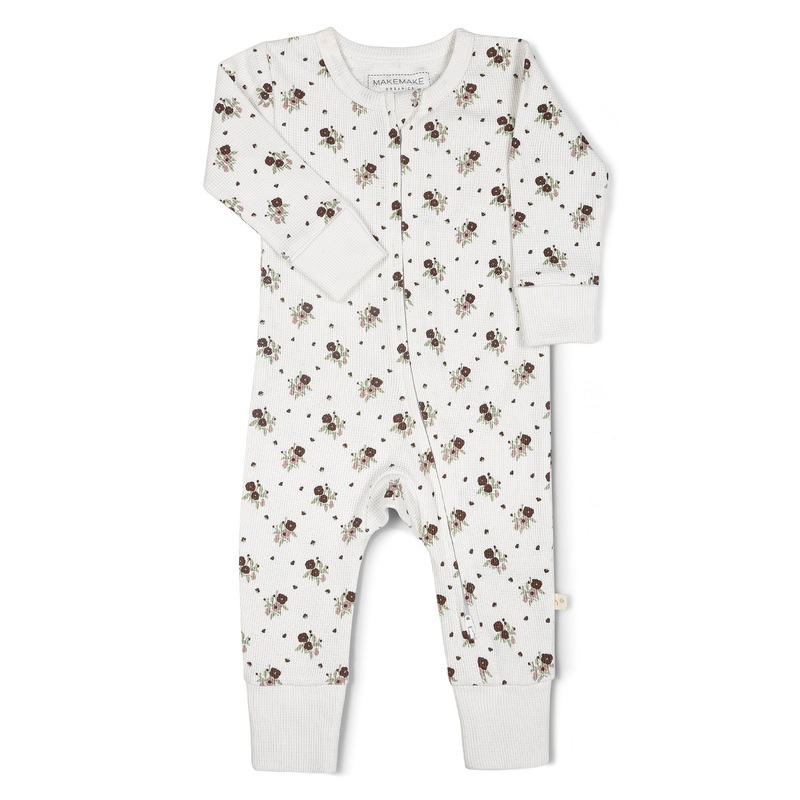 Organic 2-way Zip Romper – Plum Ditsy 0-3M