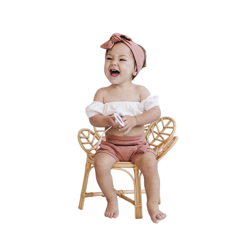 Ribbed Crop Top Set | Dusty Rose 3-6M