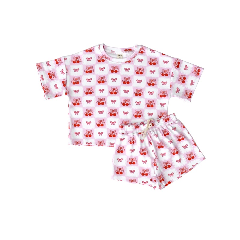 Shorts Set | Checkered Cherry 0-3M