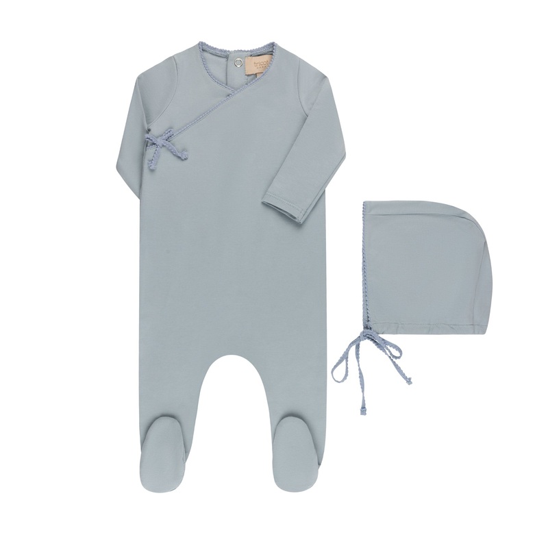 Contrast Color Kimono Footie & Hat mauve 1 Month