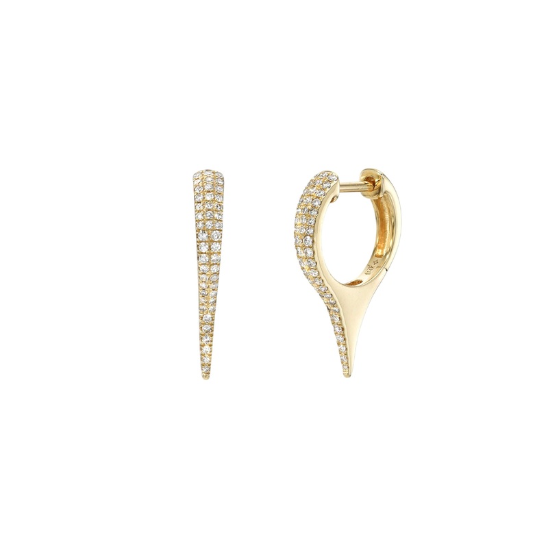 Diamond Dagger Huggies 14K Yellow Gold