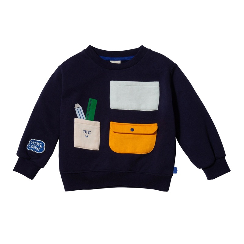 Recycled Cotton Pockets Kid Navy Sweatshirt 02Y Blue Ribbon Multi