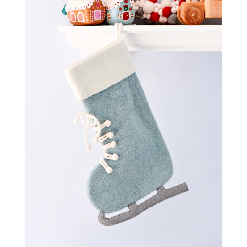 Sale Felt Blue Ice Skate Christmas Stocking