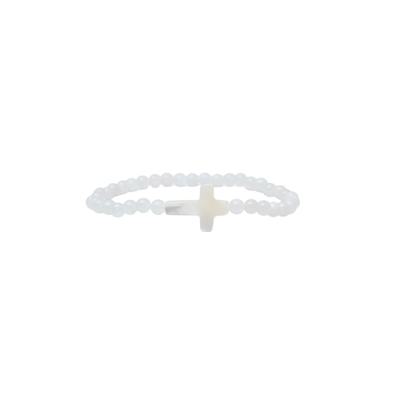 White Small Stone Cross Bracelet XS