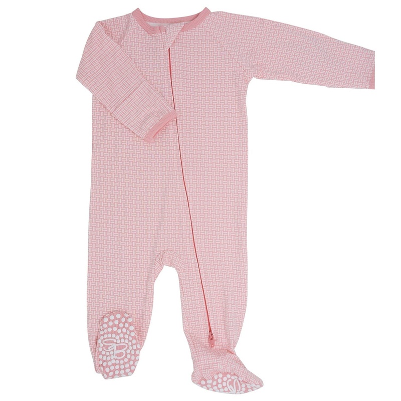 Zipper Footie – Pink Basketweave Pink Basketweave Newborn