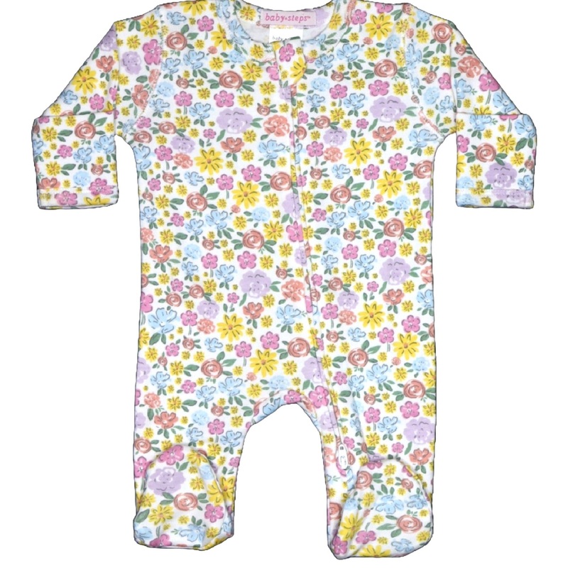 baby Two-way Zipper Footie – Garden Party NB
