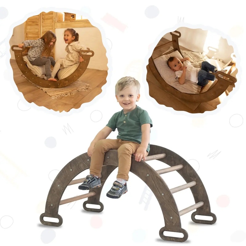 Climbing Arch & Rocker Balance – Montessori Climbers For Kids 1-7 Y.o.  Chocolate Chocolate