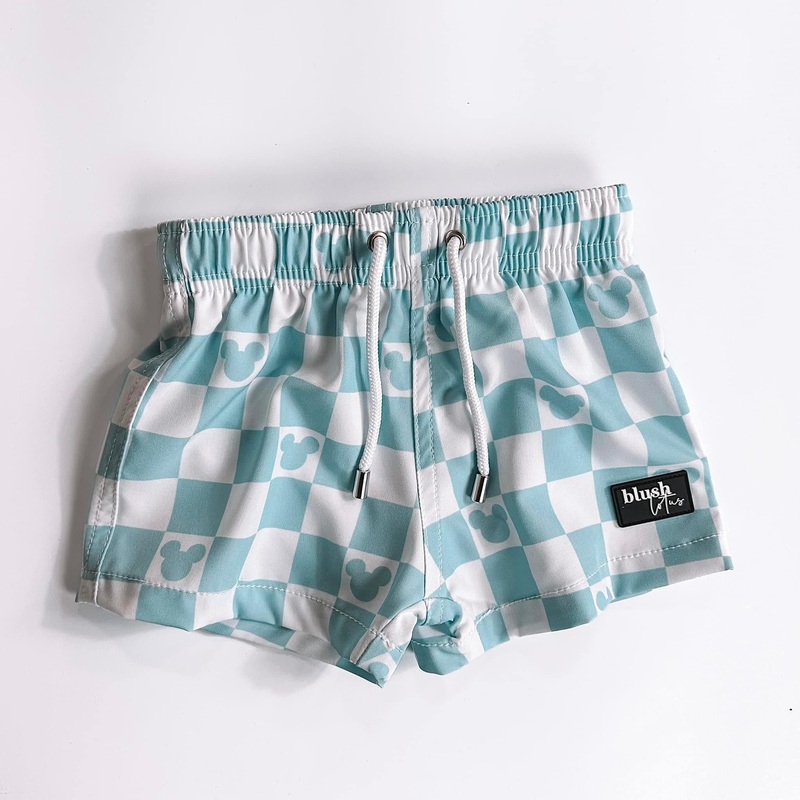 Coastal Blue Mouse Checker Swim Shorts 6-12M