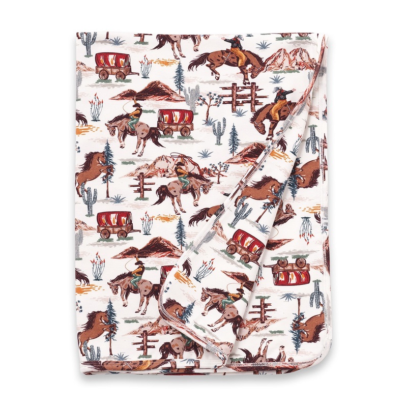Cowboy Western Spirit Baby Boy Bamboo Stroller Blanket 1S