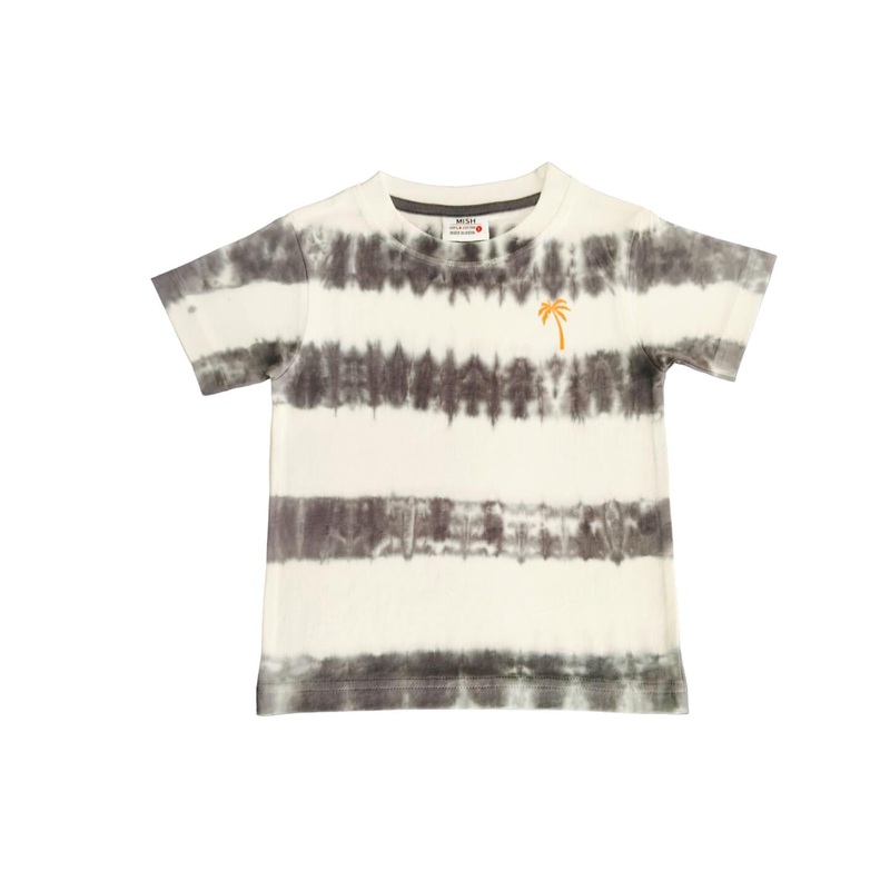 kids Tie Dye Short Sleeve Tee – Coal Stripe Palm 6M