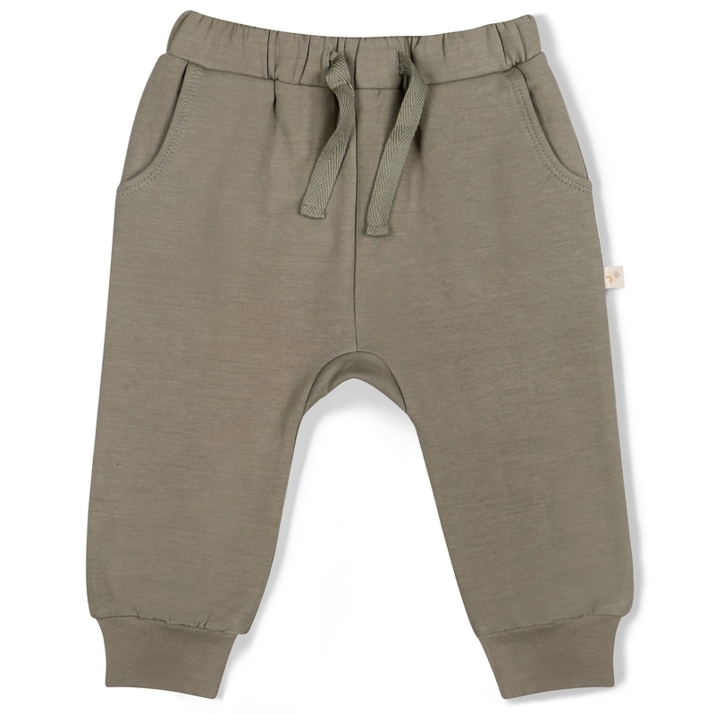 Organic Fleece Jogger Pants – Olive 0-3M