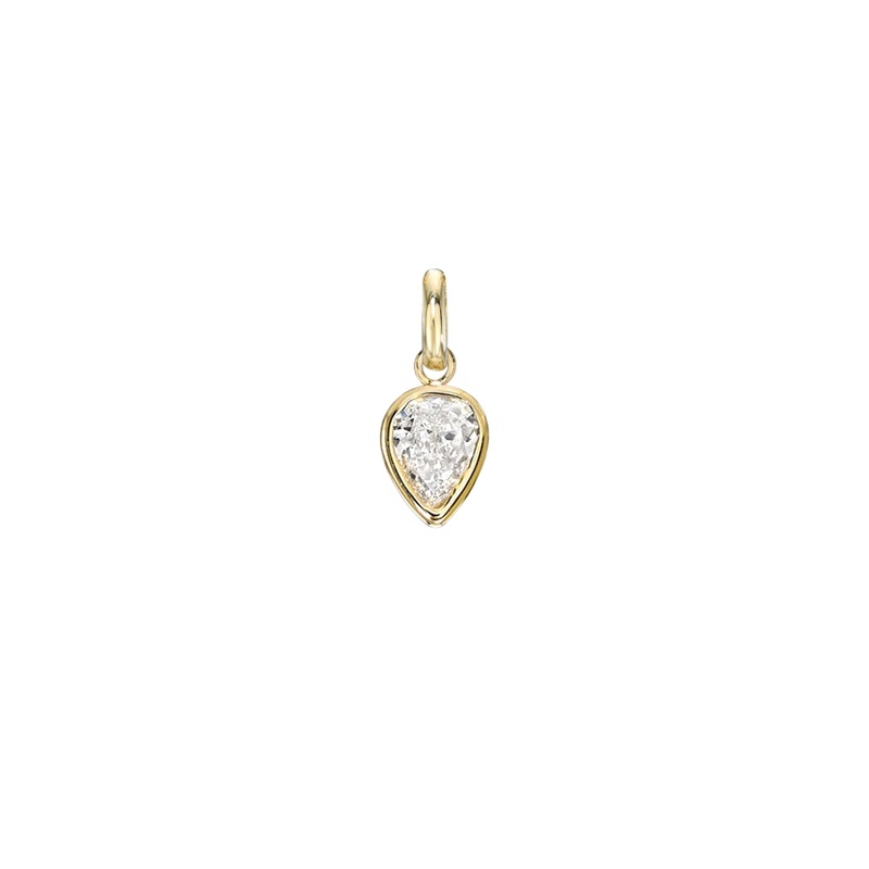 Pear Bezel Diamond Pendant 14K Yellow Gold