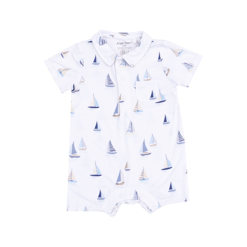 Polo Shortie – Sailboats Blue 3-6M