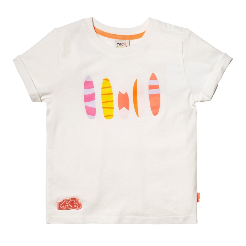 Recycled Cotton Pink Surfboard Kid T-shirt 02Y Natural/Multi Pink