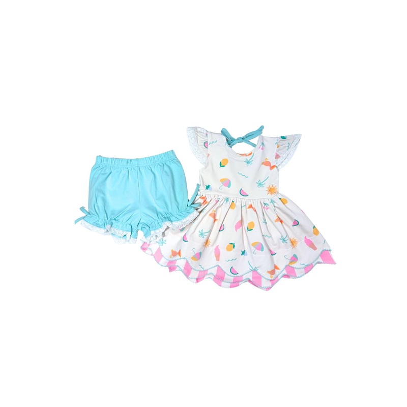 Seaside Stripes Scallop Tunic Set 12m