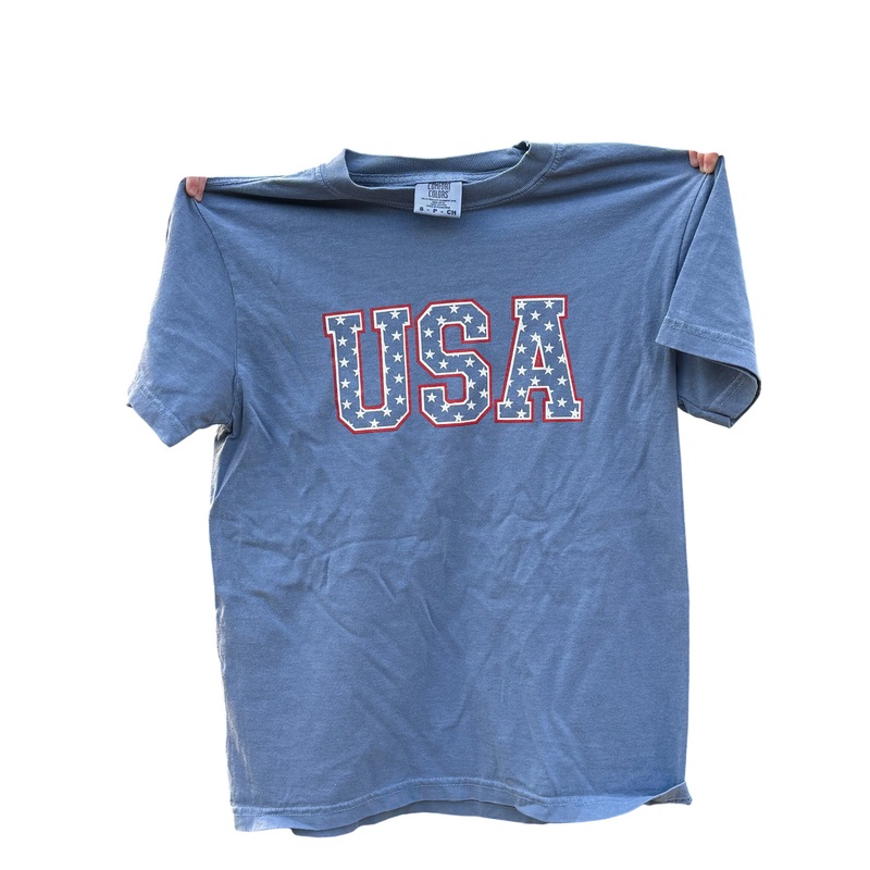 Unisex Adult Usa Stars On Comfort Colors Tee S