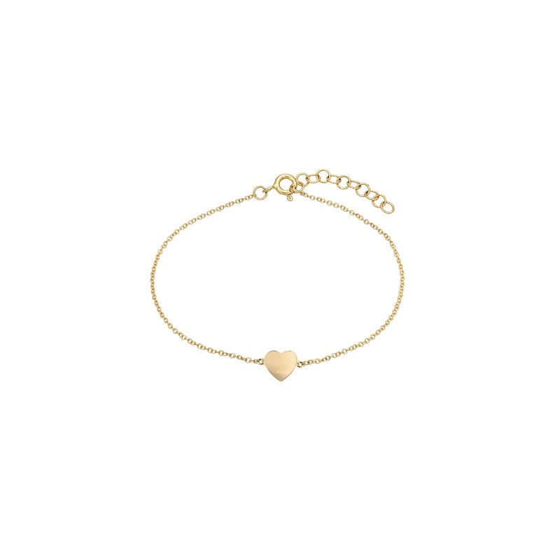 14k Gold Heart Anklet 14K Yellow Gold 8″ -9″