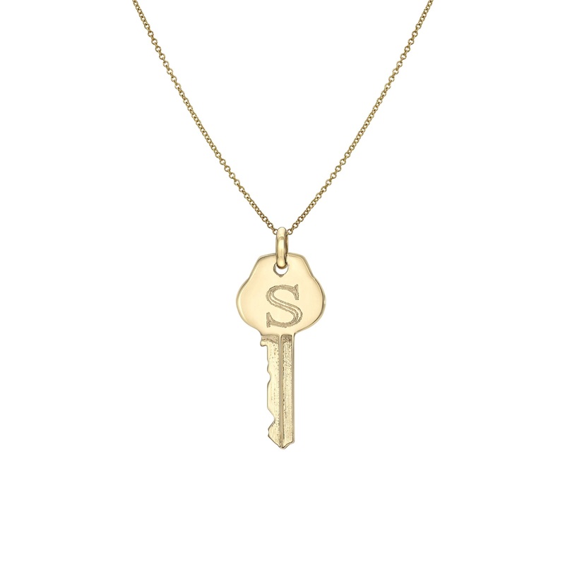 14k Gold Key Necklace 14K Yellow Gold 16″