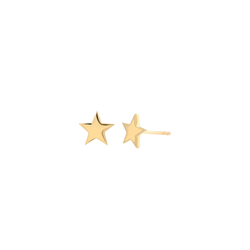 14k Gold Star Stud Earrings 14K Yellow Gold