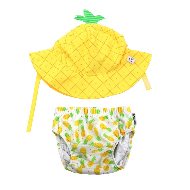 Baby Swim Diaper & Sun Hat Set – Pineapple 3-6m