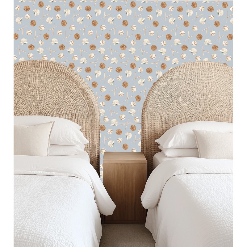 Jeter Wallpaper By Hailey Kiefer Designs Sample 1 foot by 1 foot Blue