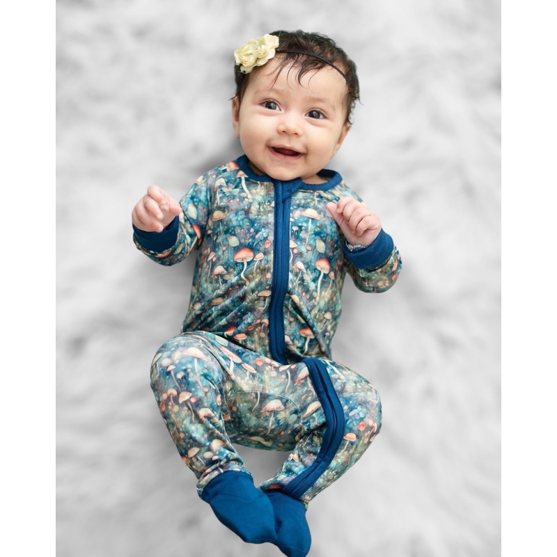 Midnight Mushrooms Convertible Footie 0-3m