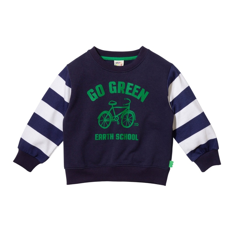 Recycled Cotton Go Green Kid Sweatshirt 02Y Blue Ribbon Stripe