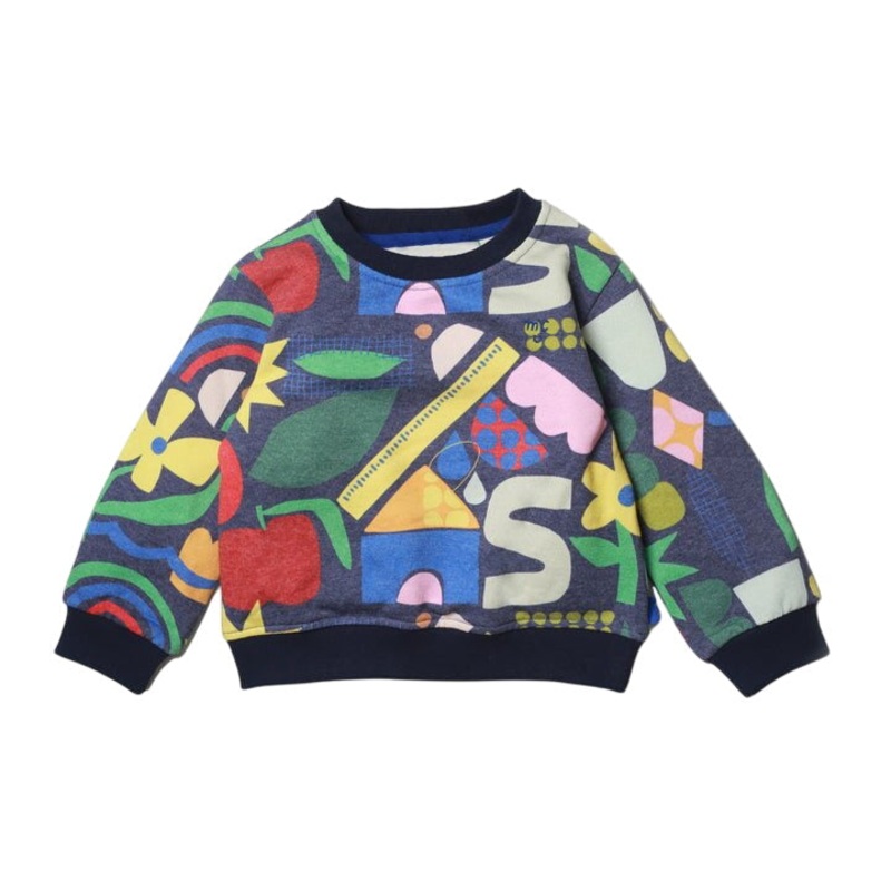 Recycled Cotton Pattern Kid Sweatshirt 02Y Blue Ribbon Multi