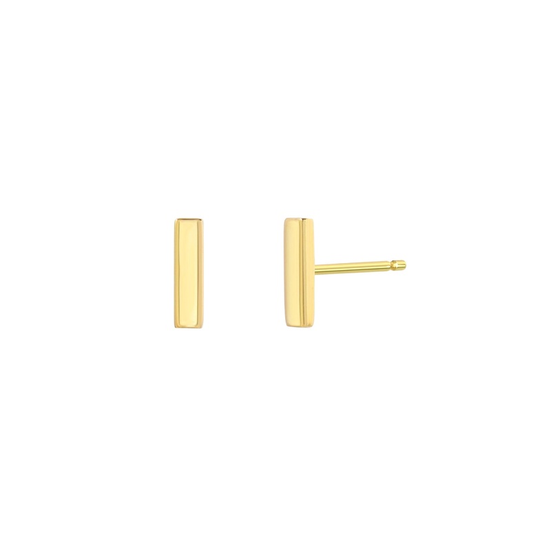 14k Gold Bar Stud Earrings 14K Yellow Gold