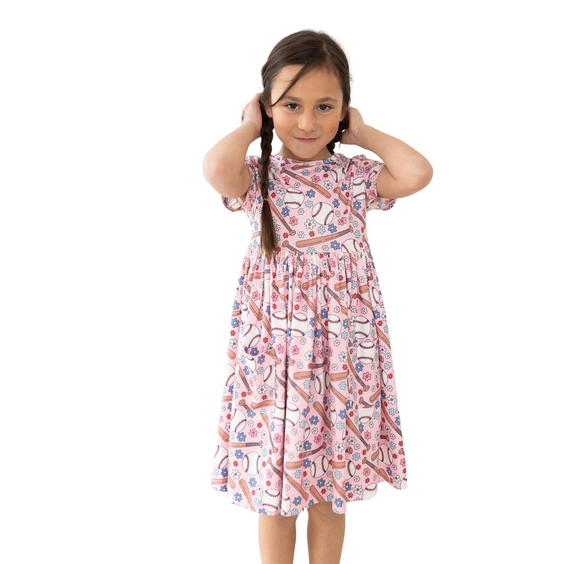 Batter Up S/s Pocket Twirl Dress 6-12M
