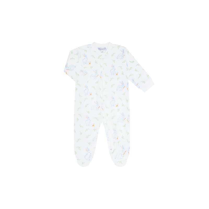 Blue Bunny Print Zipper Footie 0 – 3M Blue