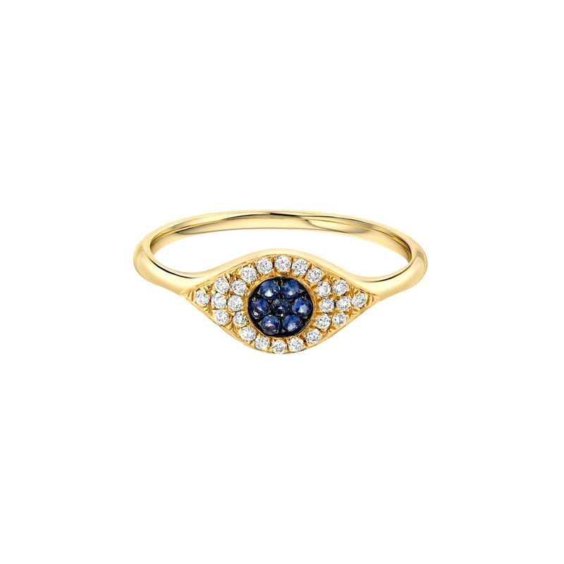 Diamond Evil Eye Ring 14K Yellow Gold 5