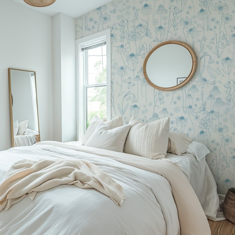 Melody Wallpaper By Brittany Polatis Design Sample 1 foot by 1 foot Blue