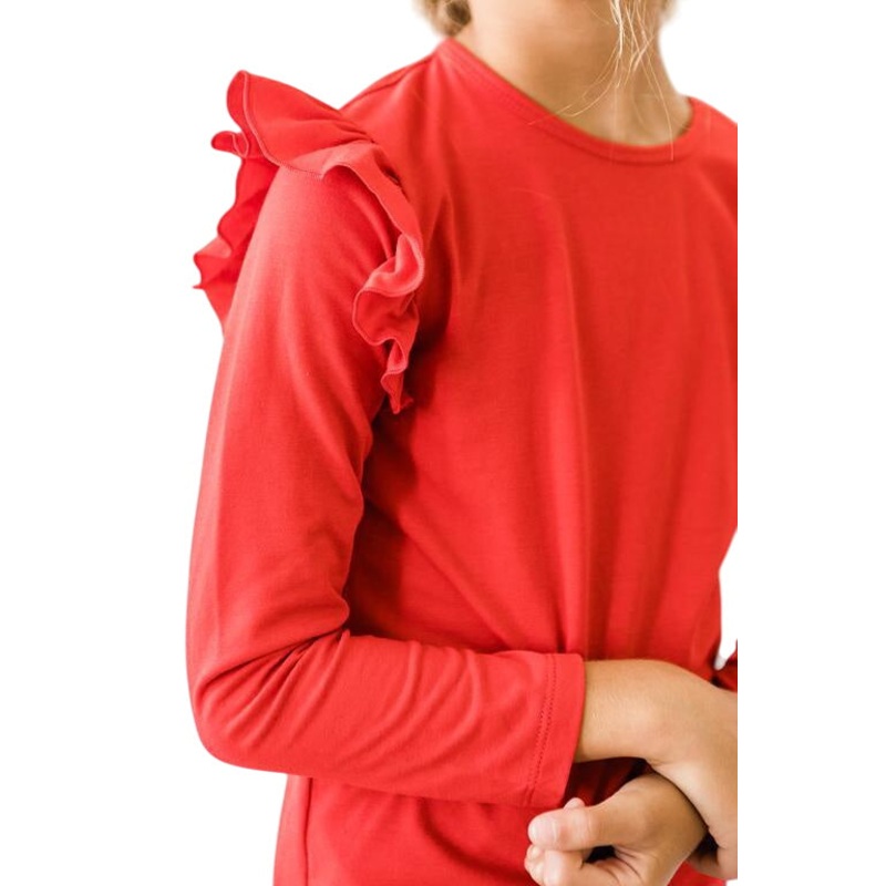 Red L/s Ruffle Tee 6-12M