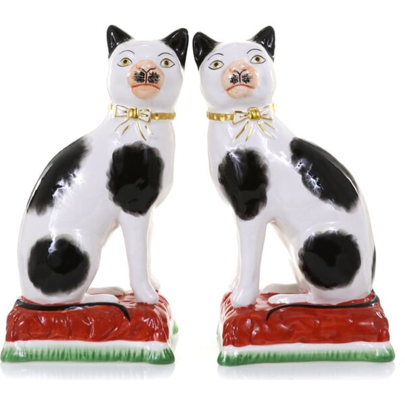 Staffordshire Cat Sculpture, Set Of 2