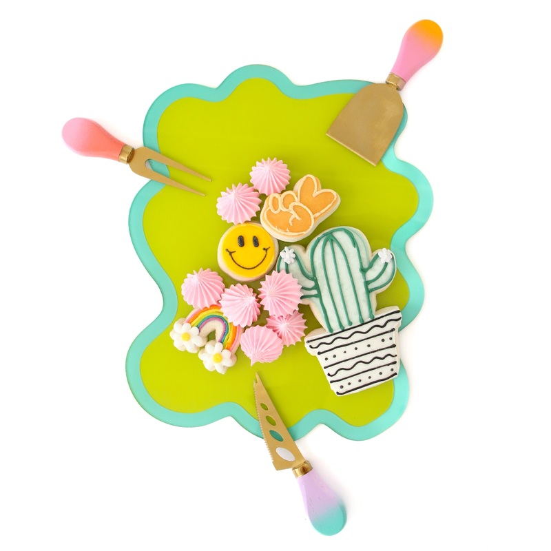 Turquoise And Lime Wavy Tray Small