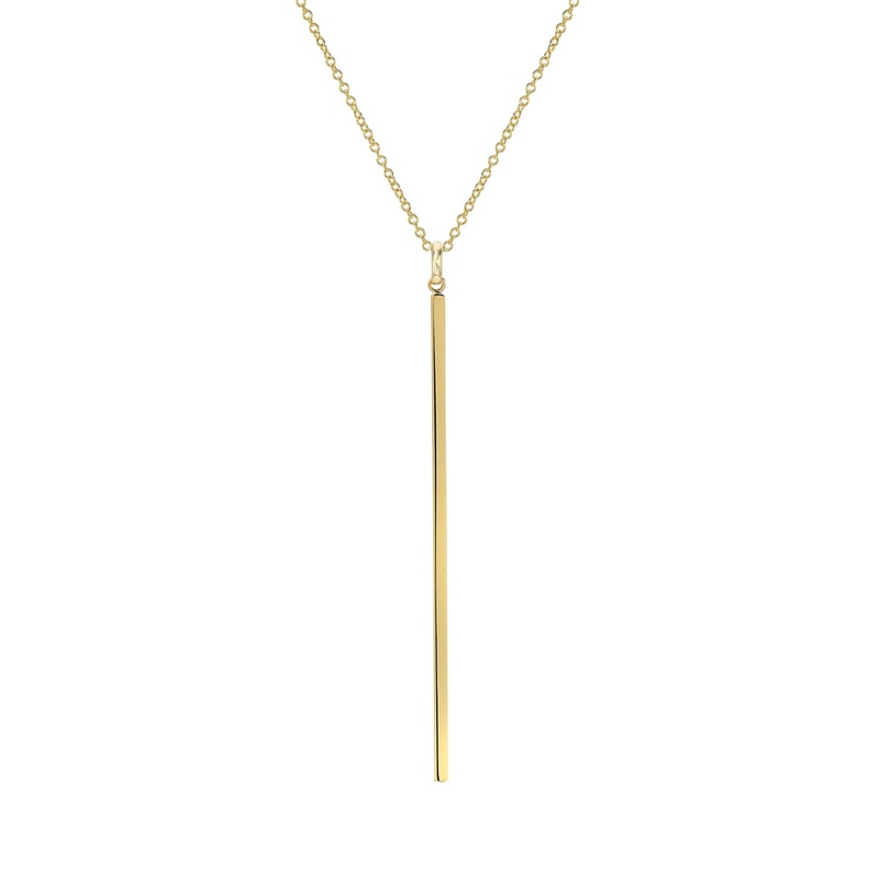14k Gold Bar Necklace 14K Yellow Gold 16″