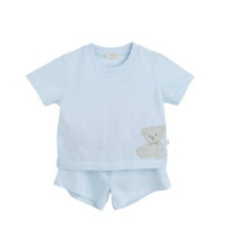 Baby Gi Light Blue Teddy Short Set St70b 6m
