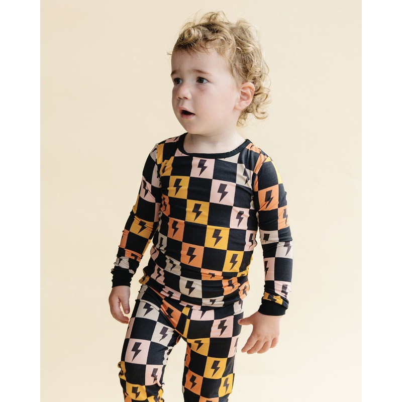 Bamboo Two Piece Set | Colorful Checks & Bolts 2T