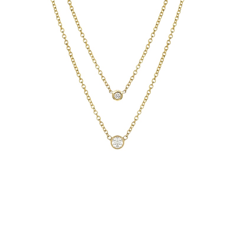 Bezel Diamond Necklace – Mommy + Me 14K Yellow Gold