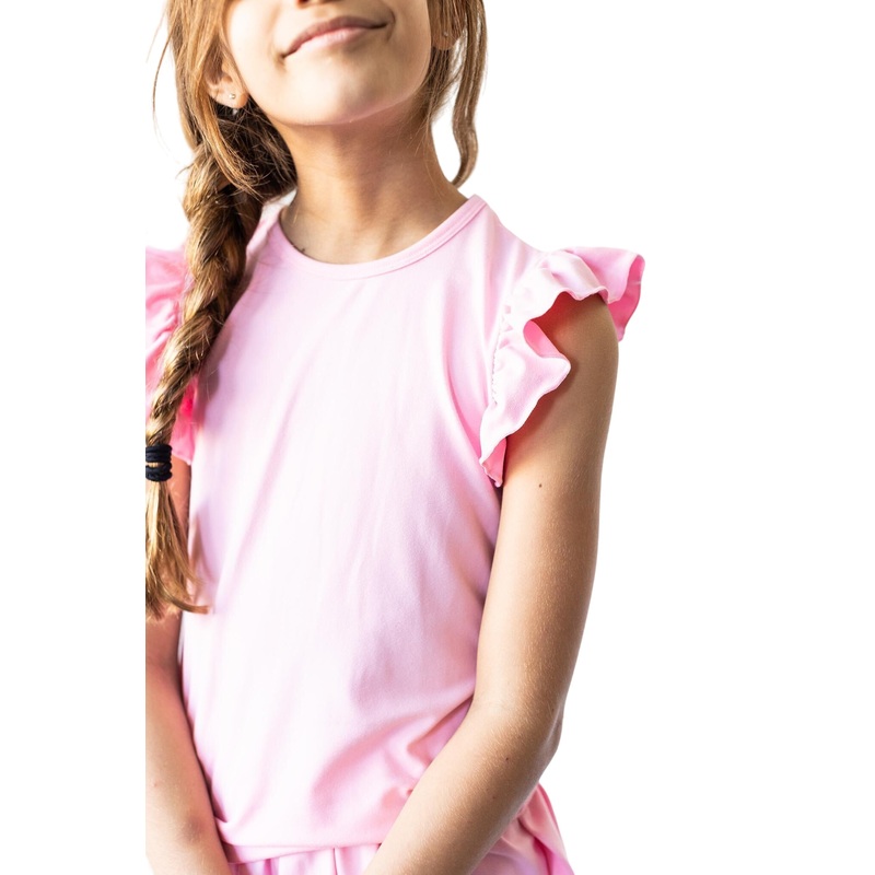Bubblegum Pink S/s Ruffle Tee 6-12M