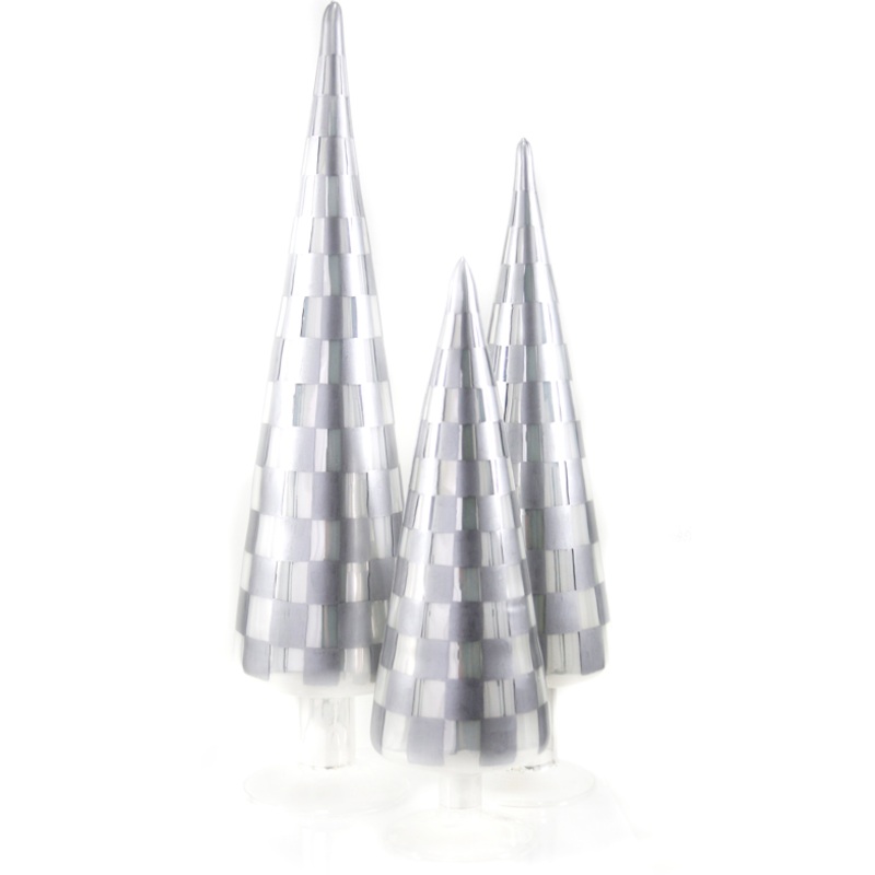 Checkered Treesgray Set Of 3