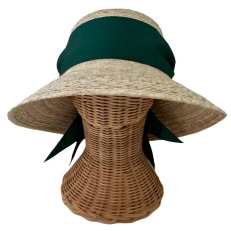 Clematis Bucket Hat – Wide & Short Dark Green Grosgrain Ribbon