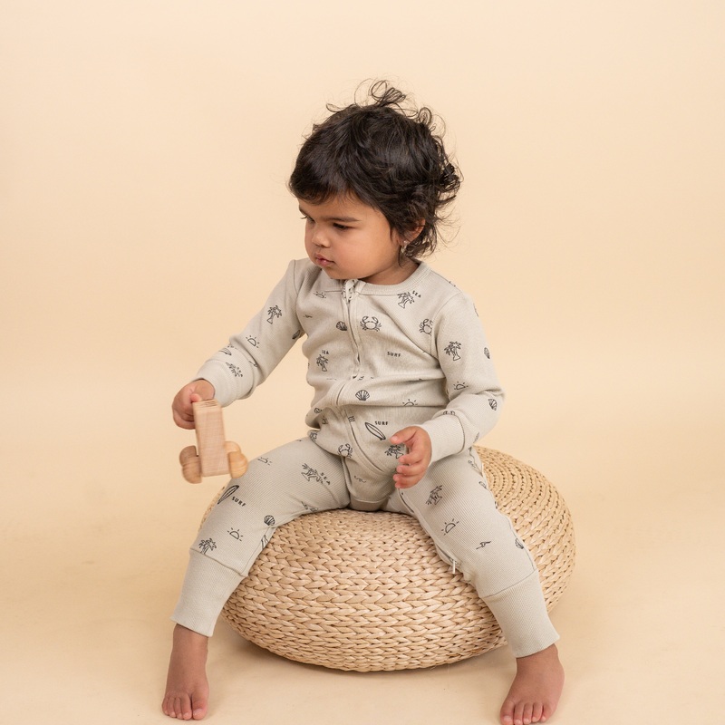 Organic 2-way Zip Romper – Surf 0-3M