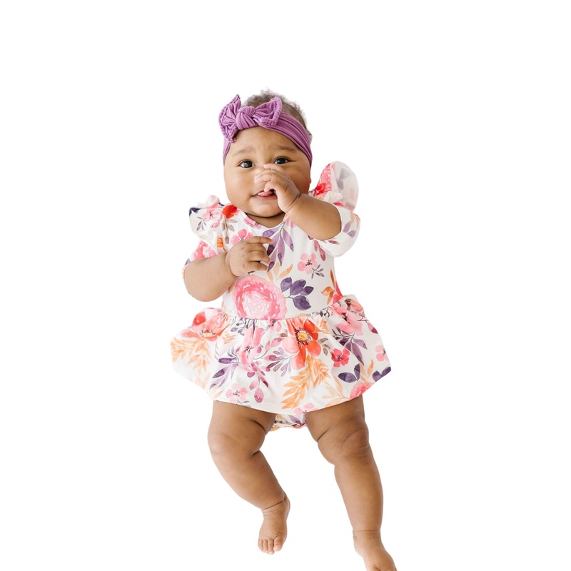 Tangerine Leaves Twirl Flutter Bodysuit 0-3M