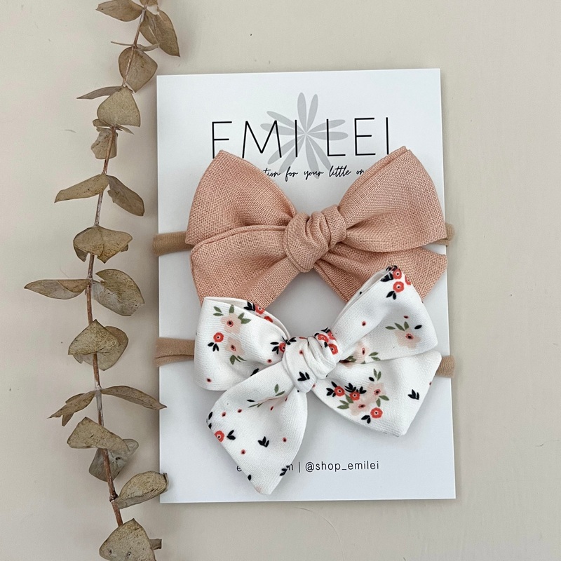 Bow Headbands & Clips Peach Floral Nylon Headband