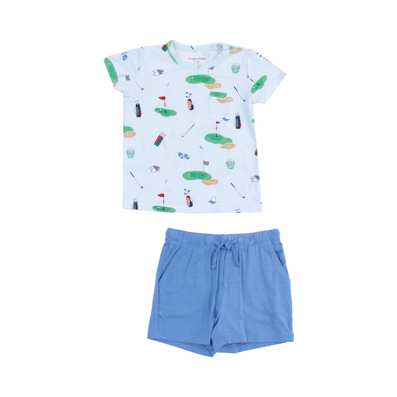 Crew Neck Tee And Short – Golf Things Blue 6-12M