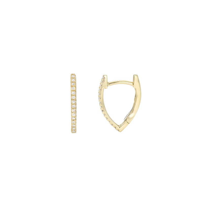 Diamond Curve Huggie Earrings 14k Yellow Gold