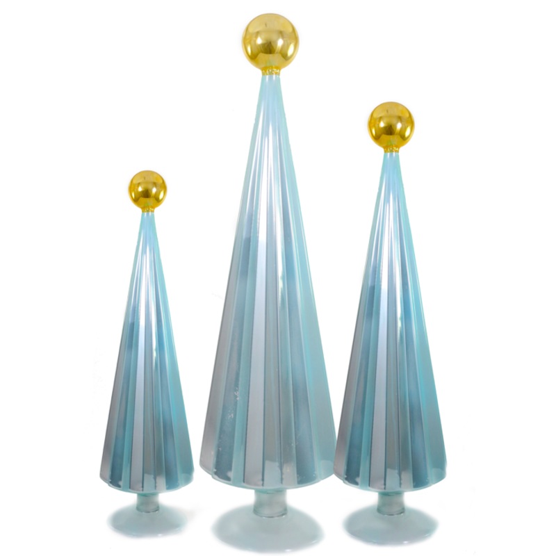 Pleated Tree, Sky Gold Set Of 3