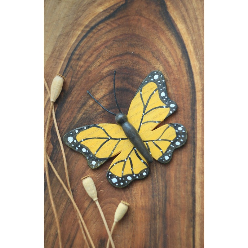 Sale Wooden Monarch Butterfly, Yellow